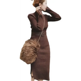 Shirley knit dress - coffee / s - st vesti | all dresses - cocktail dresses formal dresses + more.