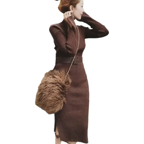 Shirley knit dress - coffee / s - st vesti | all dresses - cocktail dresses formal dresses + more.