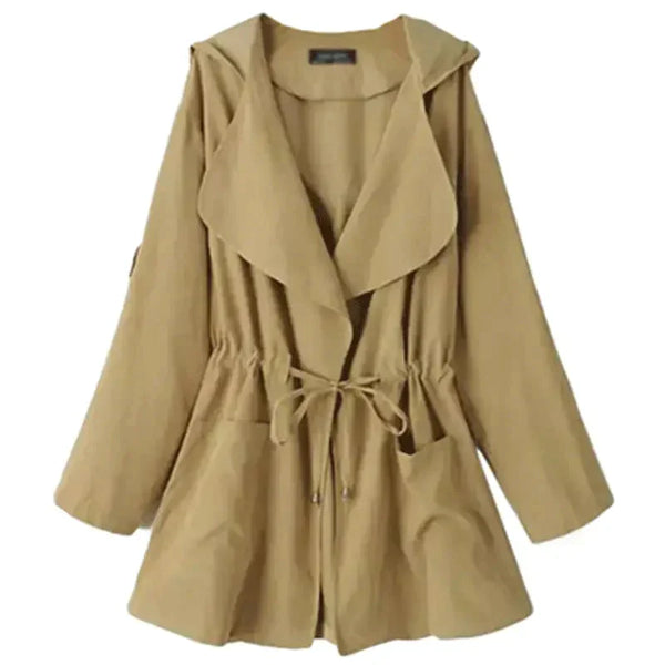 Short Trench Coat With Hoodie - Khaki / m - St Vesti | Coats & Jackets