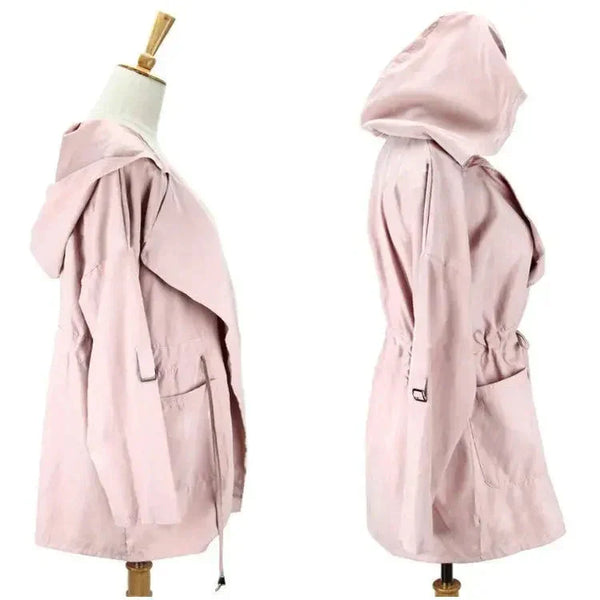 Short Trench Coat With Hoodie - St Vesti | Coats & Jackets