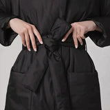 Snow Coat With Hoodie & Belt In Black - One Size / One Size - St Vesti | Coats & Jackets