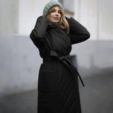 Snow Coat With Hoodie & Belt In Black - One Size / One Size - St Vesti | Coats & Jackets