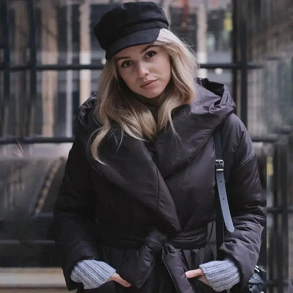 Snow Coat With Hoodie & Belt In Black - One Size / One Size - St Vesti | Coats & Jackets