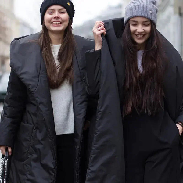 Snow Coat With Hoodie & Belt In Black - One Size / One Size - St Vesti | Coats & Jackets