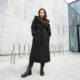 Snow Coat With Hoodie & Belt In Black - One Size / One Size - St Vesti | Coats & Jackets