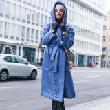 Snow Coat With Hoodie & Belt In Blue - Blue / One Size - St Vesti | Coats & Jackets