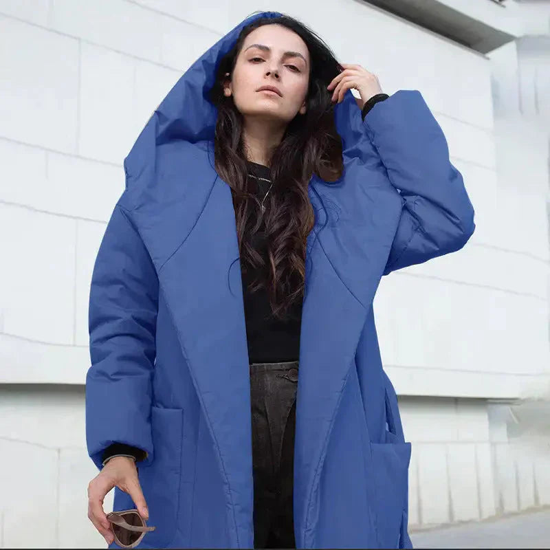 Snow Coat With Hoodie & Belt In Blue - Blue / One Size - St Vesti | Coats & Jackets