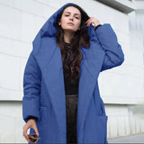 Snow Coat With Hoodie & Belt In Blue - Blue / One Size - St Vesti | Coats & Jackets