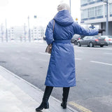 Snow Coat With Hoodie & Belt In Blue - Blue / One Size - St Vesti | Coats & Jackets
