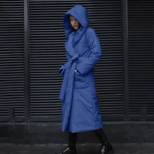 Snow Coat With Hoodie & Belt In Blue - Blue / One Size - St Vesti | Coats & Jackets
