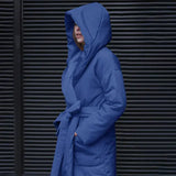 Snow Coat With Hoodie & Belt In Blue - Blue / One Size - St Vesti | Coats & Jackets