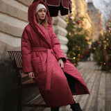 Snow Coat With Hoodie & Belt In Red - One Size / One Size - St Vesti | Coats & Jackets