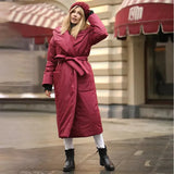 Snow Coat With Hoodie & Belt In Red - One Size / One Size - St Vesti | Coats & Jackets