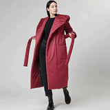 Snow Coat With Hoodie & Belt In Red - One Size / One Size - St Vesti | Coats & Jackets