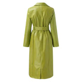Stacey Vegan Leather Trench Coat In Green - St Vesti | Coats & Jackets
