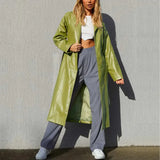 Stacey Vegan Leather Trench Coat In Green - St Vesti | Coats & Jackets