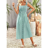 Striped Women’s Elegant Slip Maxi Dress - Green / s - St Vesti