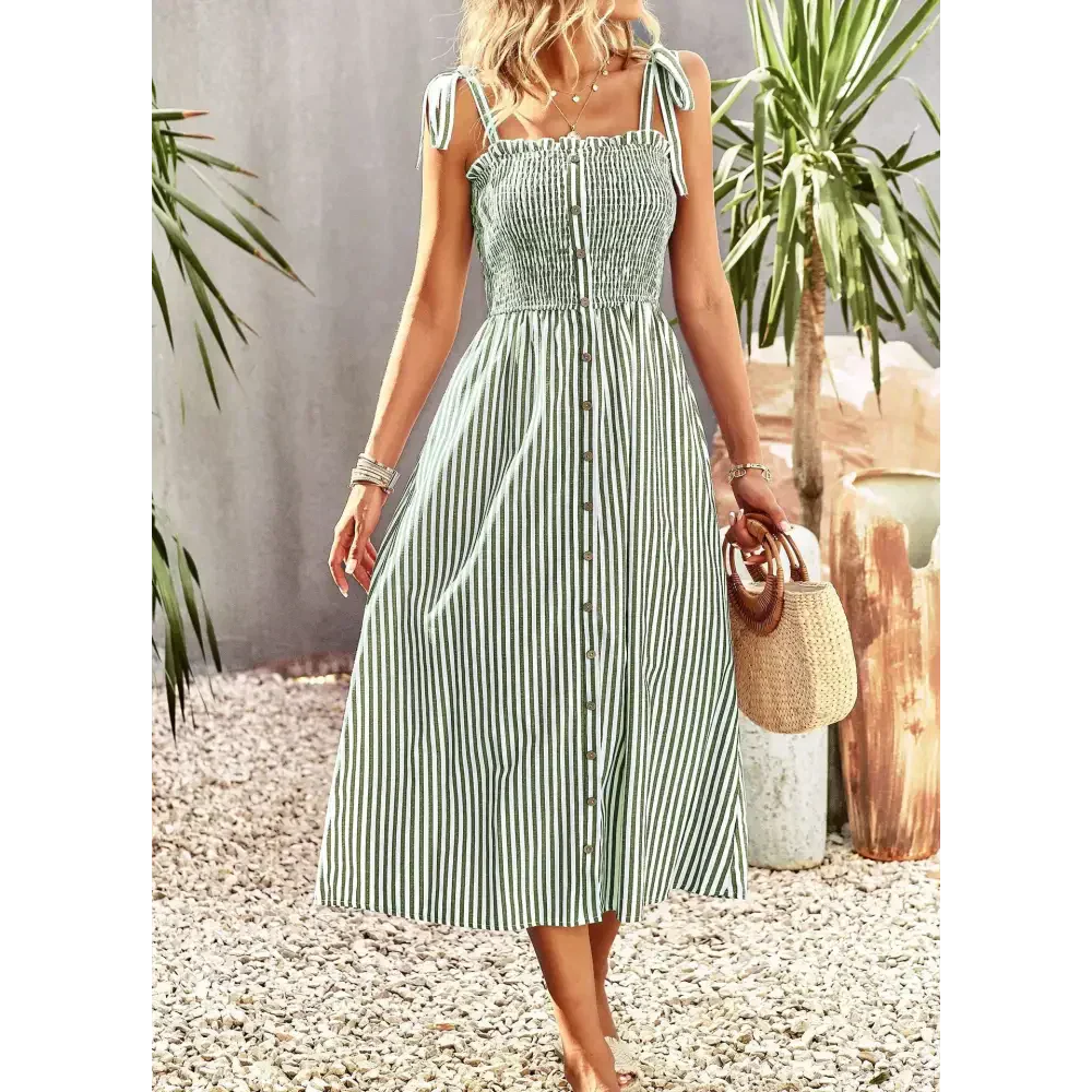 Striped Women’s Elegant Slip Maxi Dress - St Vesti