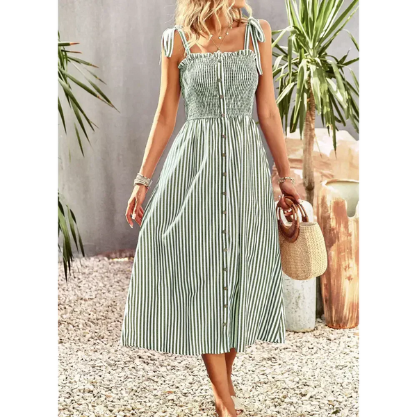 Striped Women’s Elegant Slip Maxi Dress - St Vesti