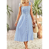 Striped Women’s Elegant Slip Maxi Dress - Blue / s - St Vesti