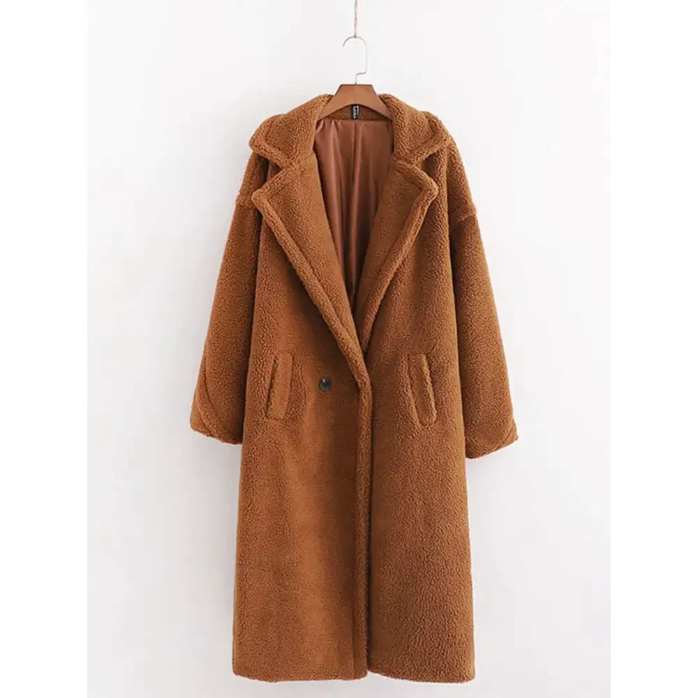 Teddy Bear Woollen Fur Coat - Khaki / s - St Vesti | Coats & Jackets