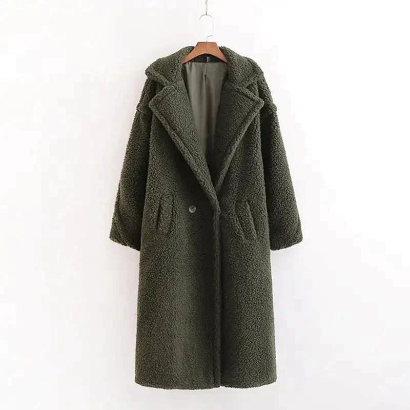 Teddy Bear Woollen Fur Coat - Green / s - St Vesti | Coats & Jackets