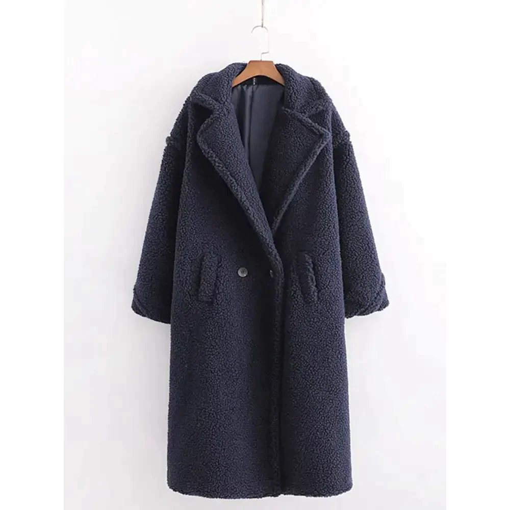 Teddy Bear Woollen Fur Coat - Navy / s - St Vesti | Coats & Jackets