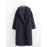 Teddy Bear Woollen Fur Coat - Navy / s - St Vesti | Coats & Jackets