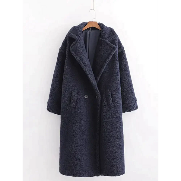 Teddy Bear Woollen Fur Coat - Navy / s - St Vesti | Coats & Jackets