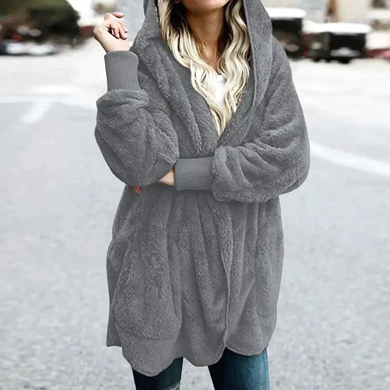 Teddy Faux Fur Cardigan - Grey / s - St Vesti | Blazers & Cardigans