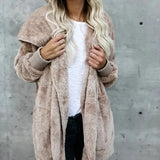 Teddy Faux Fur Cardigan - Khaki / s - St Vesti | Blazers & Cardigans