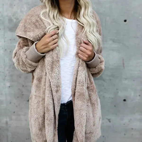 Teddy Faux Fur Cardigan - Khaki / s - St Vesti | Blazers & Cardigans
