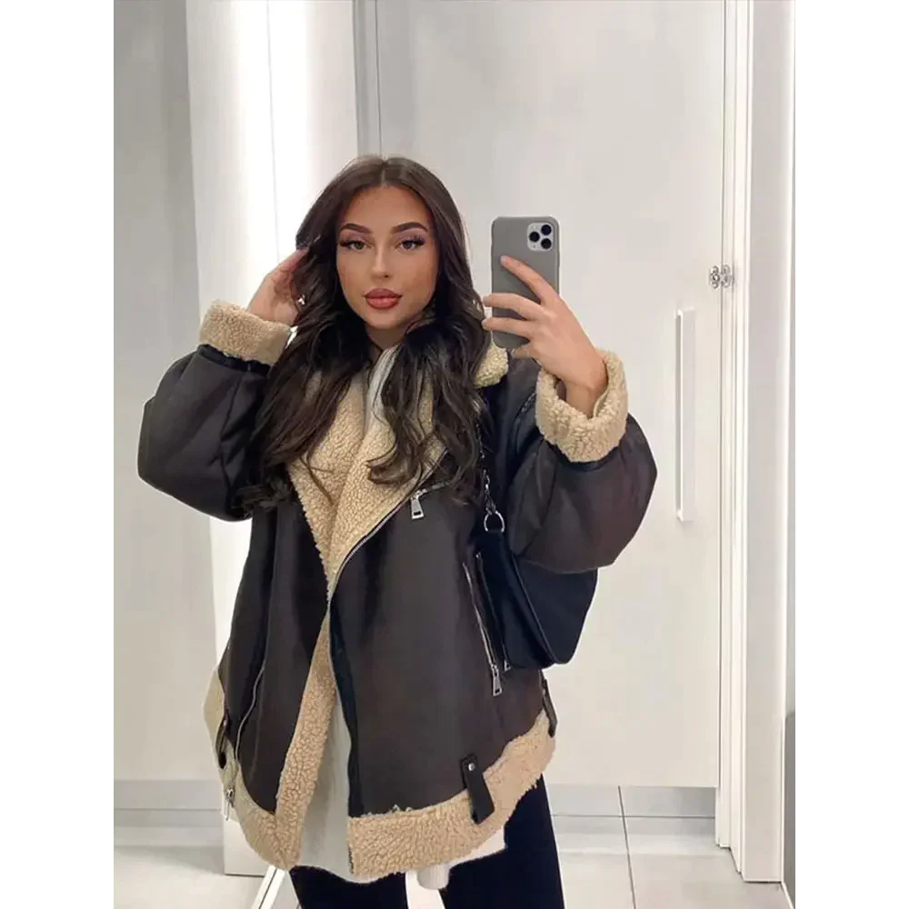 Thick Brown Vegan Leather Jacket - St Vesti | Coats & Jackets