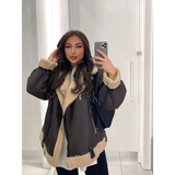 Thick Brown Vegan Leather Jacket - St Vesti | Coats & Jackets