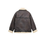 Thick Brown Vegan Leather Jacket - St Vesti | Coats & Jackets
