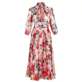 Tina Rich Floral-print Ruffled Midi Dress - Red / s - St Vesti | All Dresses - Cocktail Dresses Formal Dresses + More.