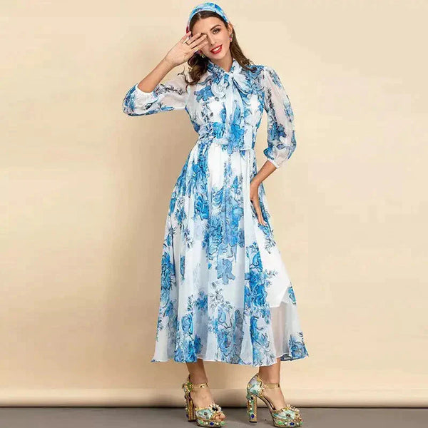 Tina Rich Floral-print Ruffled Midi Dress - St Vesti | All Dresses - Cocktail Dresses Formal Dresses + More.