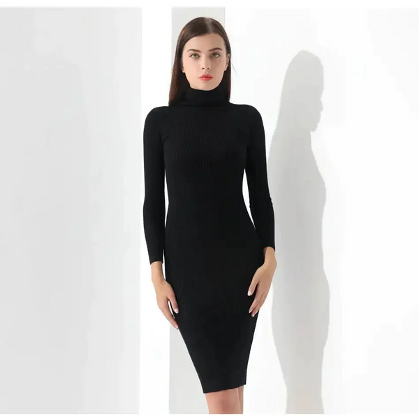 Turtleneck Knit Dress - Black / l - St Vesti | All Dresses - Cocktail Dresses Formal Dresses + More.