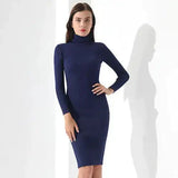 Turtleneck Knit Dress - Blue / l - St Vesti | All Dresses - Cocktail Dresses Formal Dresses + More.