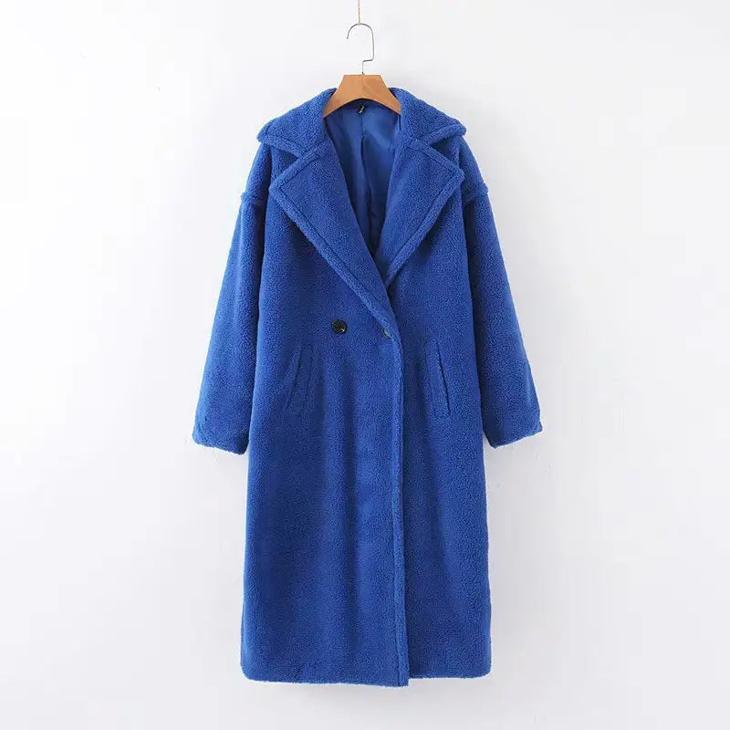 Two Button Cuddle Camel Jacket - l / Blue - St Vesti | Coats & Jackets