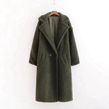 Two Button Cuddle Camel Jacket Light - Army Green / s - St Vesti | Coats & Jackets