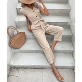 Us Cropped Waist One Piece Jumpsuit - Apricot / s - St Vesti