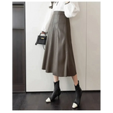 Vegan Leather Midi Skirt In Apricot - St Vesti | All Womens Skirts Leather Skirts And Maxi Skirts