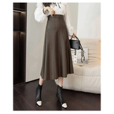 Vegan Leather Midi Skirt In Apricot - St Vesti | All Womens Skirts Leather Skirts And Maxi Skirts