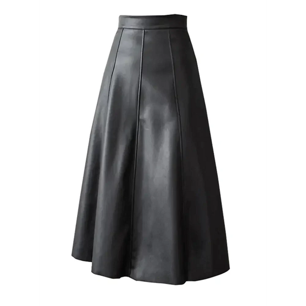 Vegan Leather Midi Skirt In Black - Black / s - St Vesti | All Womens Skirts Leather Skirts And Maxi Skirts