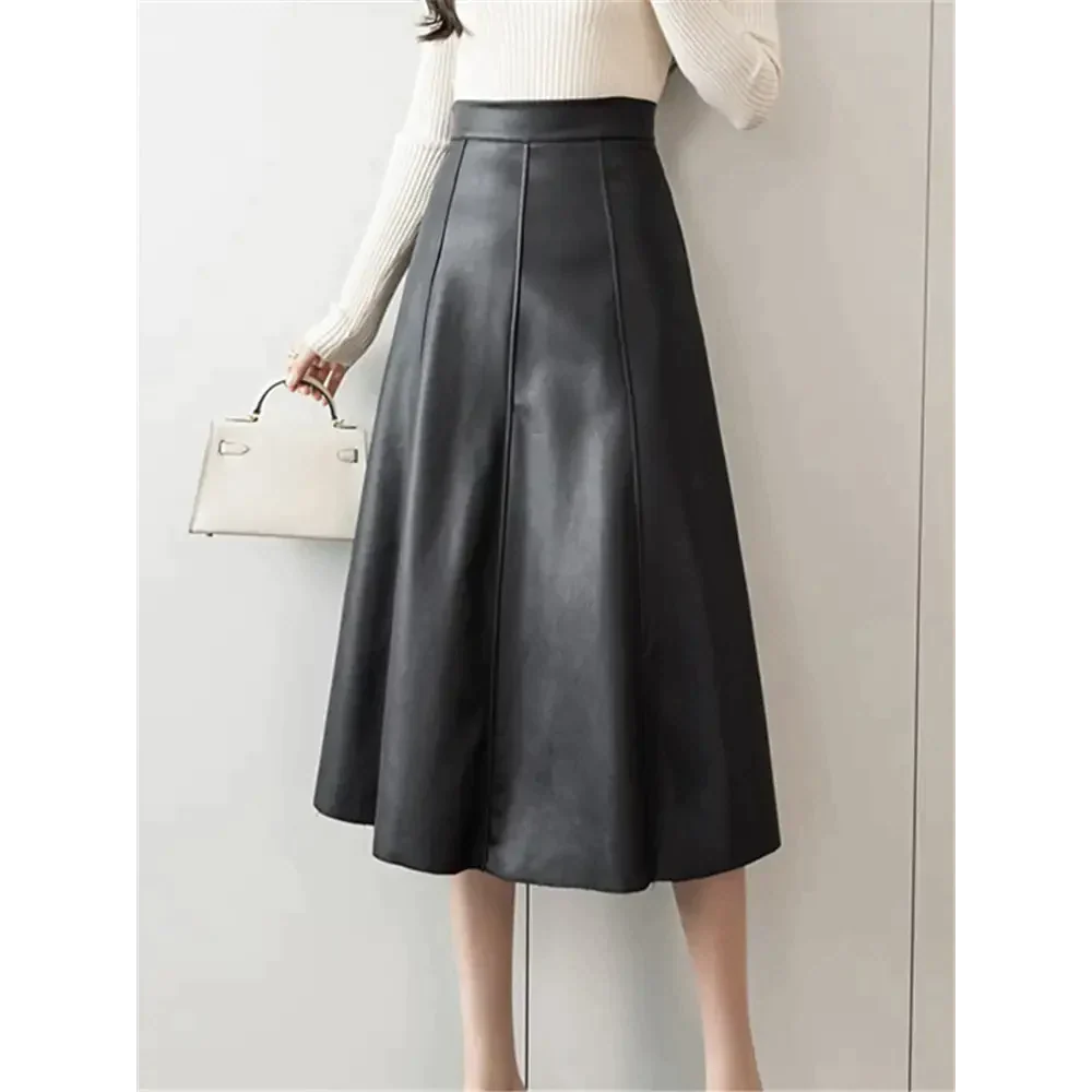 Vegan Leather Midi Skirt In Black - St Vesti | All Womens Skirts Leather Skirts And Maxi Skirts