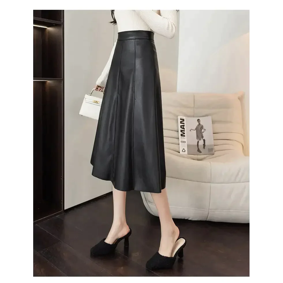 Vegan Leather Midi Skirt In Black - St Vesti | All Womens Skirts Leather Skirts And Maxi Skirts