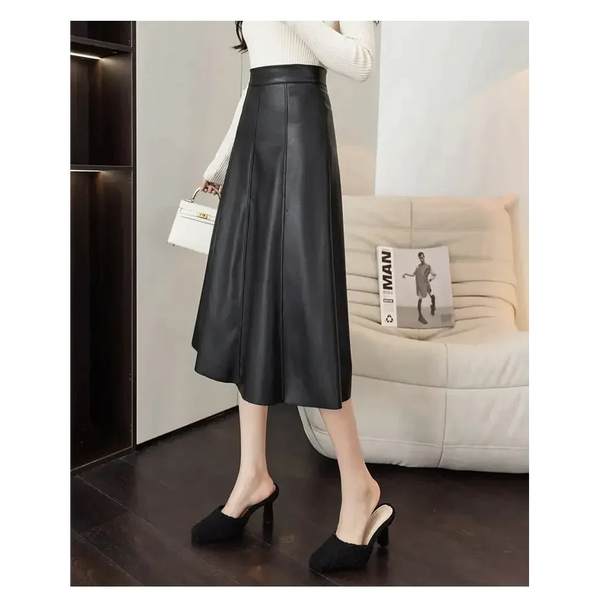 Vegan Leather Midi Skirt In Black - St Vesti | All Womens Skirts Leather Skirts And Maxi Skirts