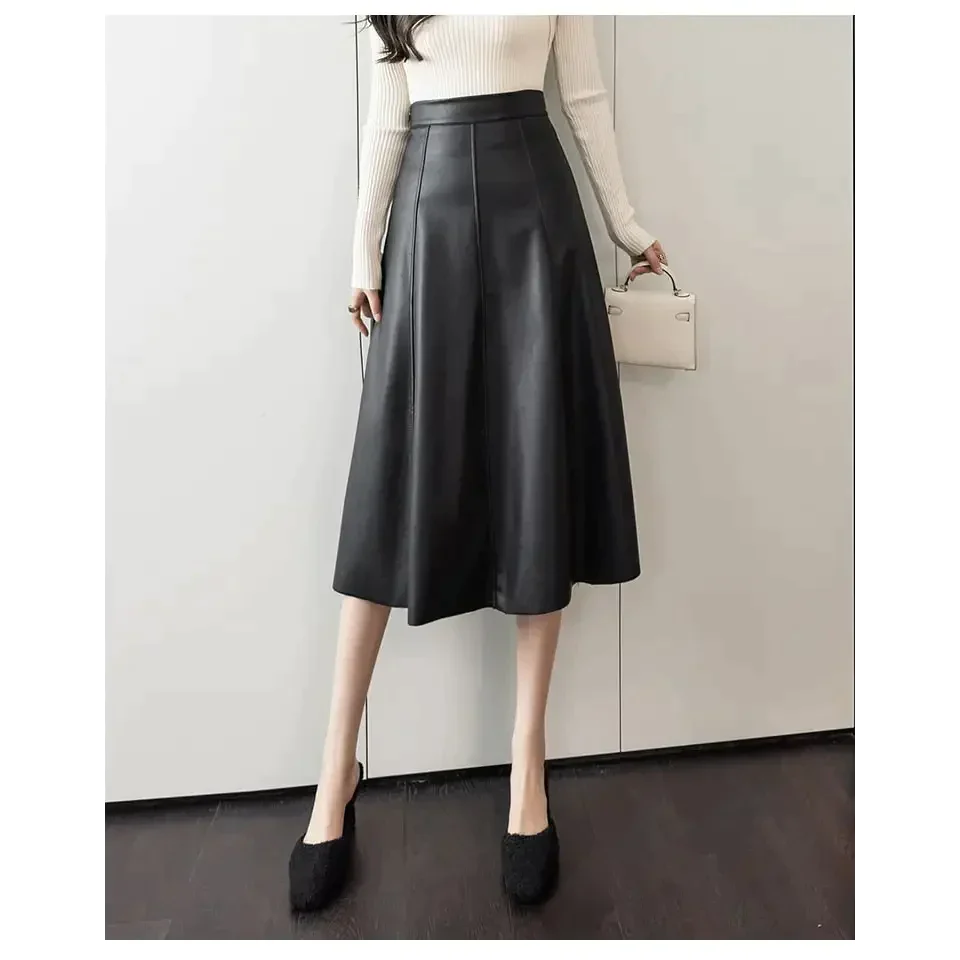 Vegan Leather Midi Skirt In Black - St Vesti | All Womens Skirts Leather Skirts And Maxi Skirts