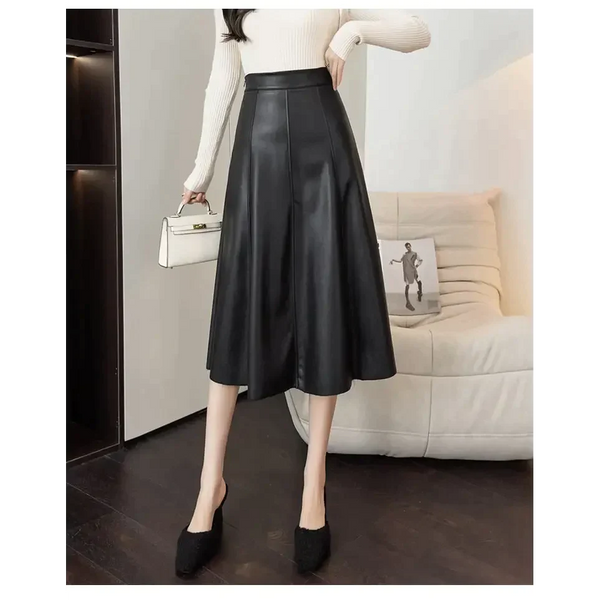 Vegan Leather Midi Skirt In Black - St Vesti | All Womens Skirts Leather Skirts And Maxi Skirts